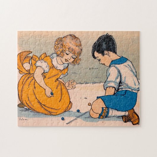Puzzle Dans les années 1920, fille et garçon jouant au ma (Horizontal)