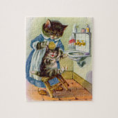 Puzzle dans les années 1930, kitty mama lave son chaton (Vertical)