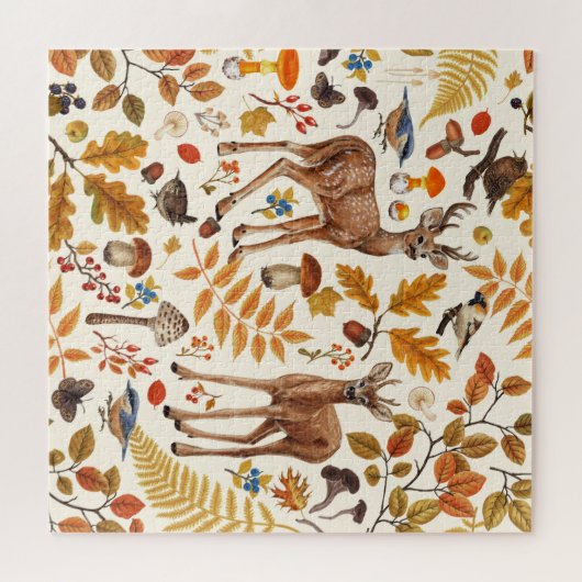 Puzzle Dans les bois / Cerf d'automne sur le blanc (Horizontal)
