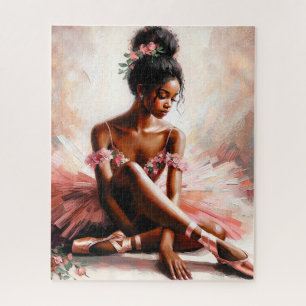 Puzzle Danse De Ballet De Fille Noire En Rose