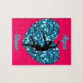 Puzzle Danse Hot rose et Turquoise avec/ Nom personnalisé (Horizontal)