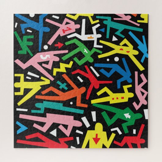 Puzzle Danser des gens, doodle set motif. (Horizontal)