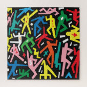 Puzzle Danser des gens, doodle set motif. (Vertical)
