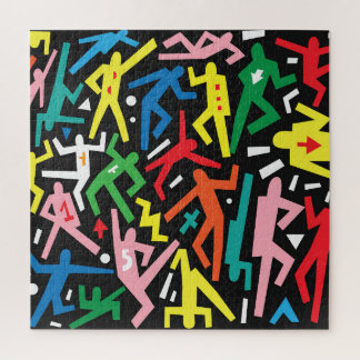 Puzzle Danser des gens, doodle set motif.