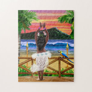 Puzzle Danseuse de hula du coucher de soleil hawaïen