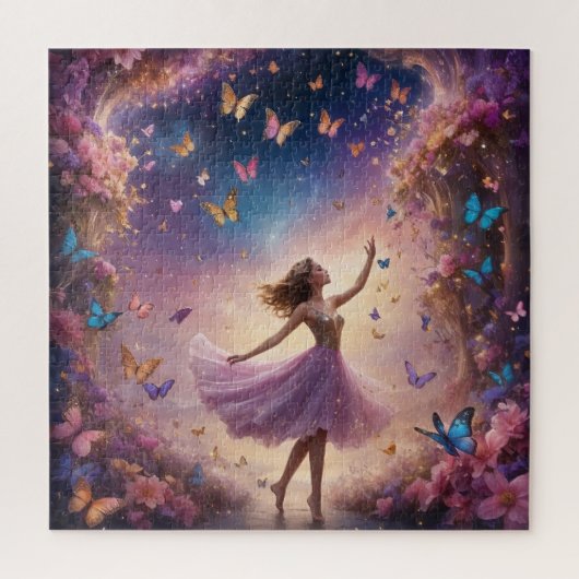 Puzzle Danseuse de rêve avec papillons et fleurs (Vertical)