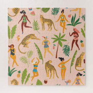 Puzzle Danseuses, Leopards Motif Vintage.