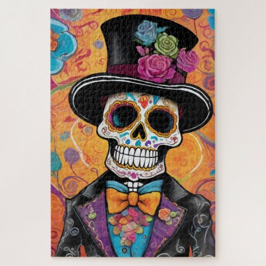 Puzzle Dapper Skull Skeleton : Jour des morts (Vertical)