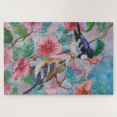 Puzzle d'aquarelle avec de beaux oiseaux de printe (Horizontal)