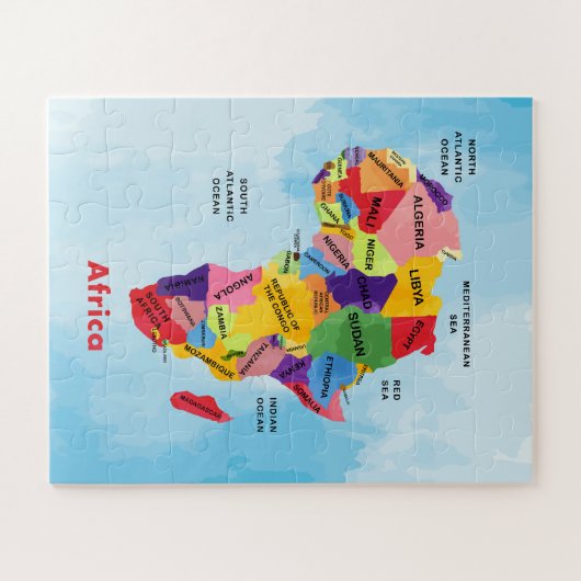 Puzzle d'aquarelle Carte d'Afrique (Horizontal)