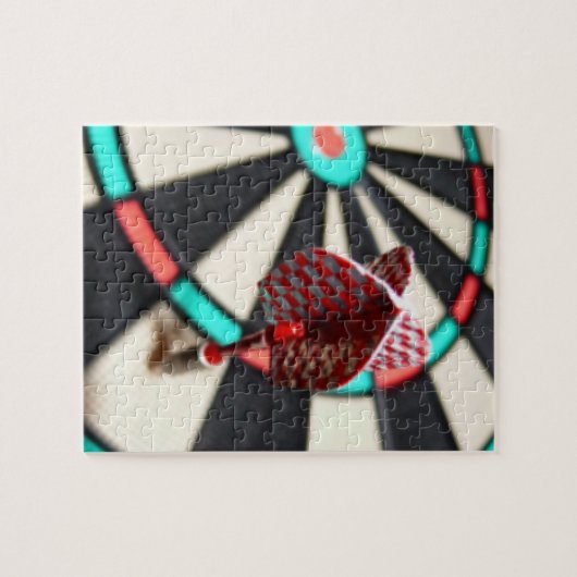 Puzzle Dard checkered rouge sur la cible (Horizontal)