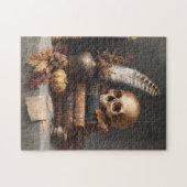 Puzzle Dark Academia et la vie encore avec le crâne (Horizontal)