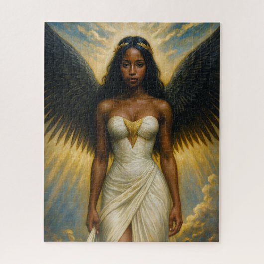 Puzzle Dark Brown Angel Woman With Black Wings (Vertical)