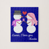 Puzzle Darling Snowpeople in Love : Noël bleu foncé (Vertical)