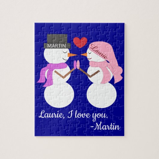 Puzzle Darling Snowpeople in Love : Noël bleu foncé (Vertical)