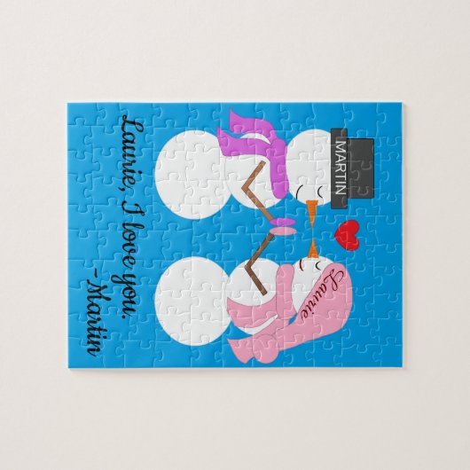 Puzzle Darling Snowpeople in Love : Noël bleu-vert (Horizontal)