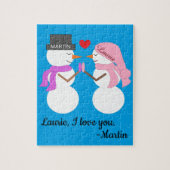 Puzzle Darling Snowpeople in Love : Noël bleu-vert (Vertical)