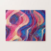 Puzzle d'art abstrait bleu rose fluide (Horizontal)