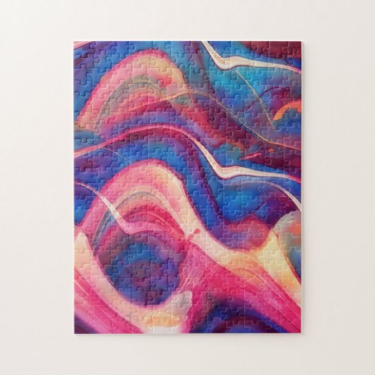 Puzzle d'art abstrait bleu rose fluide (Vertical)