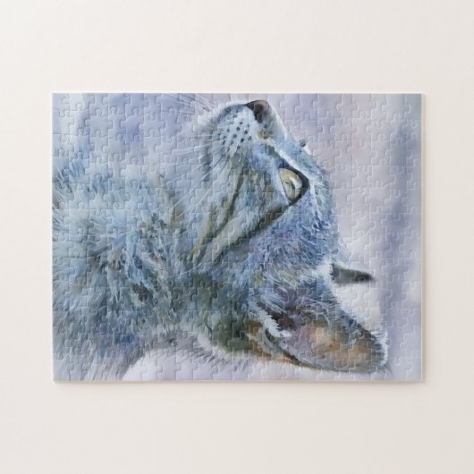 Puzzle d'art chat chaton assez gris (Horizontal)