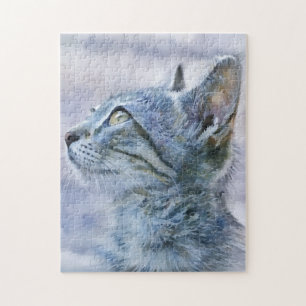 Puzzle d'art chat chaton assez gris