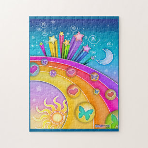 Puzzle d'art de bruit d'arc-en-ciel et d'étoiles