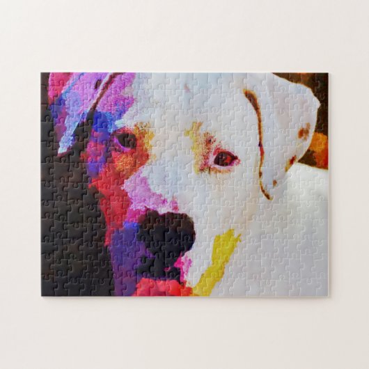 Puzzle d'art de Chien taureau coloré (Horizontal)