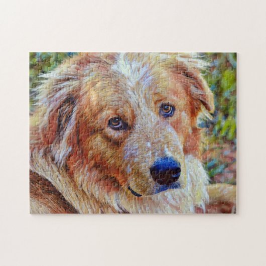 Puzzle d'art de chiens de races mixtes doux et jol (Horizontal)