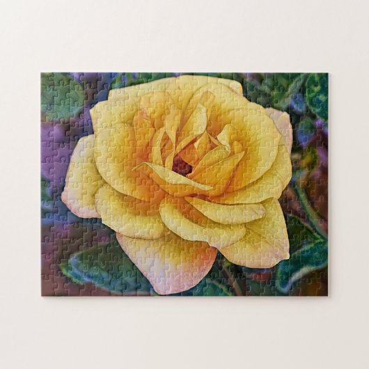 Puzzle d'art de fleur de rose jaune (Horizontal)