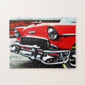 Puzzle d'art de voiture rouge ancienne et classiqu (Horizontal)