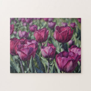 Puzzle d'art du jardin de fleurs de tulipe violett