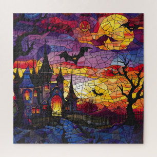 Puzzle d'art en verre teint d'Halloween
