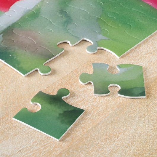 Puzzle d'art floral rouge et rose (Côté)