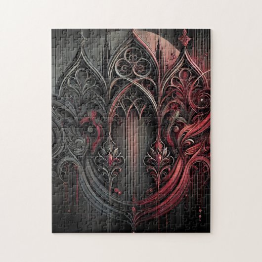 Puzzle d'art gothique - Design rouge et noir compl (Vertical)
