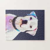 Puzzle d'art graphique de Chien taureau blanc (Horizontal)