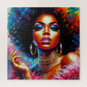 Puzzle d'art pop de Black Woman des années 1970