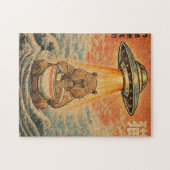 Puzzle d'art Rétro Capybara Ramen UFO Vague (Horizontal)