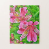 Puzzle d'Art Tropical aux fleurs de Lys rose vif (Vertical)