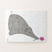 Puzzle d'art unique - Elephant avec fleur #1 (Horizontal)