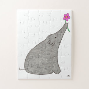 Puzzle d'art unique - Elephant avec fleur #1