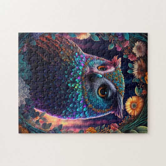 Puzzle d'art Vivid Rainbow Owl (Horizontal)