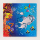Puzzle Dauphin blanc gris Orange Jaune Bleu Poisson (Horizontal)