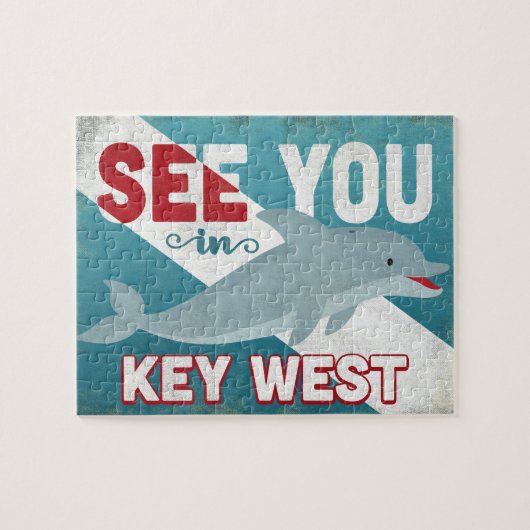Puzzle Dauphin de Key West - rétro Vintage voyage (Horizontal)