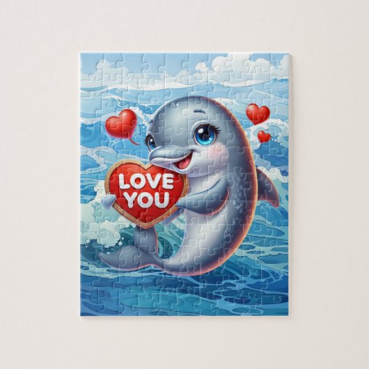 Puzzle Dauphin de plage d'amour mignon (Vertical)