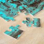 Puzzle Dauphin d'équitation de Poseidon de carte du monde (Côté)