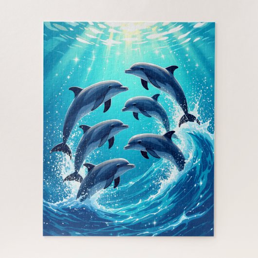Puzzle Dauphins des vagues océaniques (Vertical)