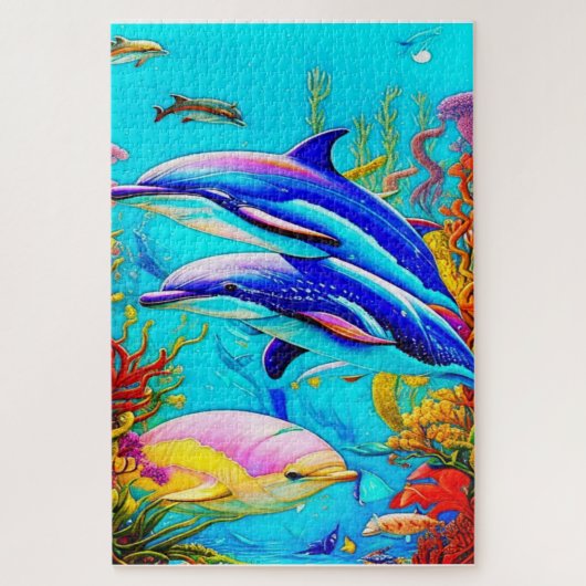 Puzzle Dauphins en Océan avec Belle conception de récif c (Vertical)