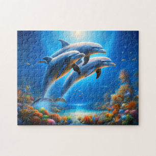 Puzzle Dauphins joueurs scène sous-marine océanique vibra