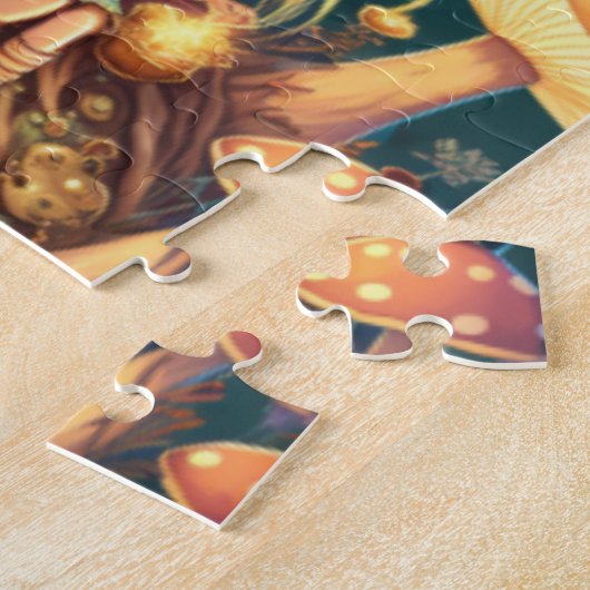 Puzzle De beaux elfes mignons jouent sous les champignons (Côté)