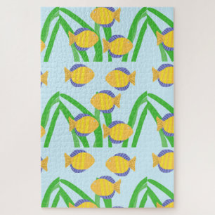 Puzzle de beaux poissons peignant l'art